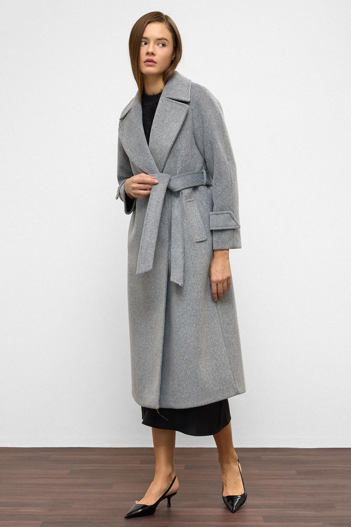 Raglan Sleeve Snap Closure Mid-Length Coat A.GRI 3145