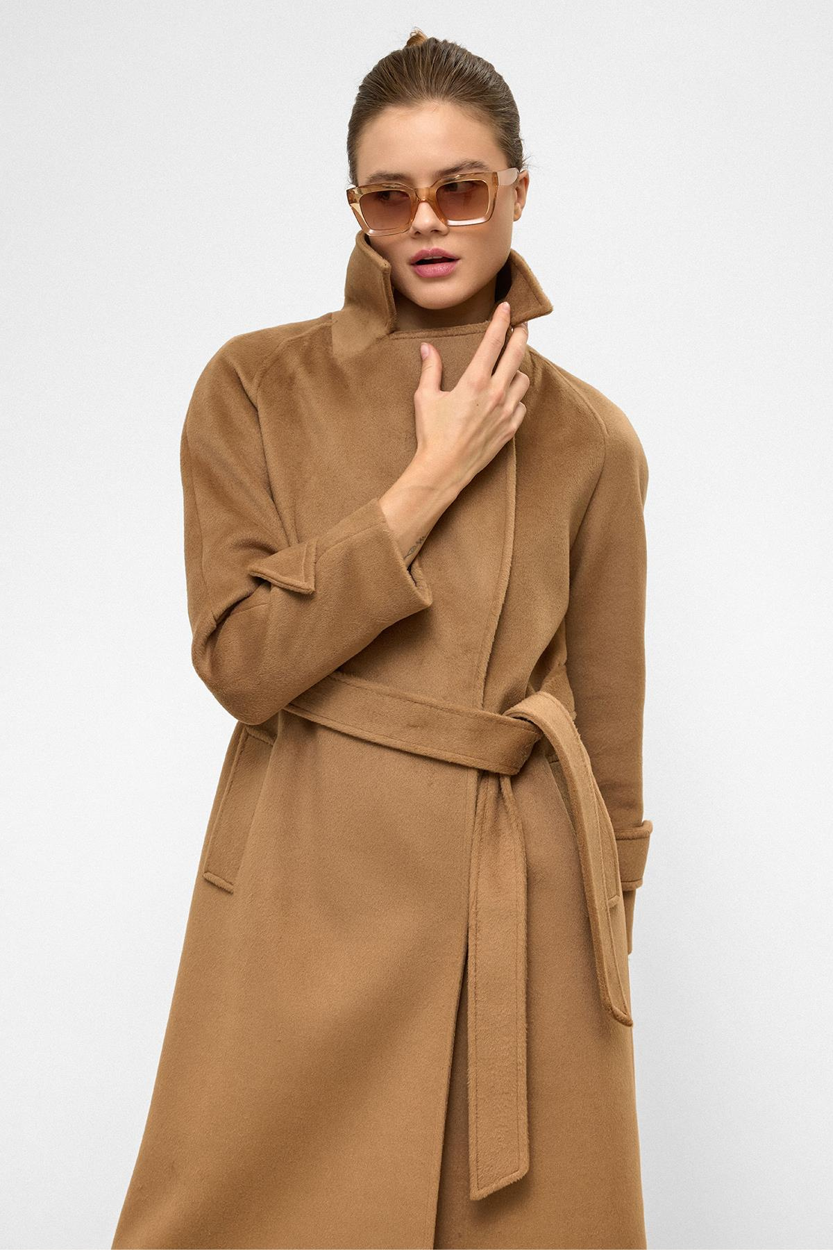 Raglan Sleeve Snap Closure Mid-Length Coat K. KAMEL 3145