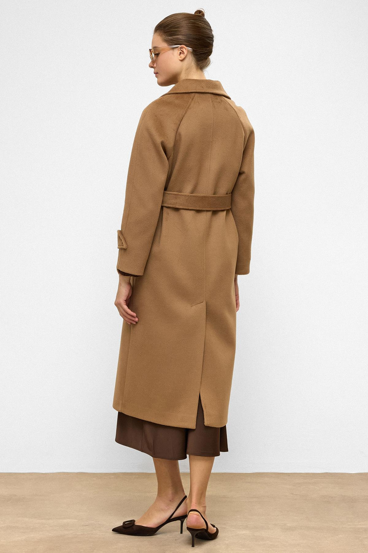 Raglan Sleeve Snap Closure Mid-Length Coat K. KAMEL 3145