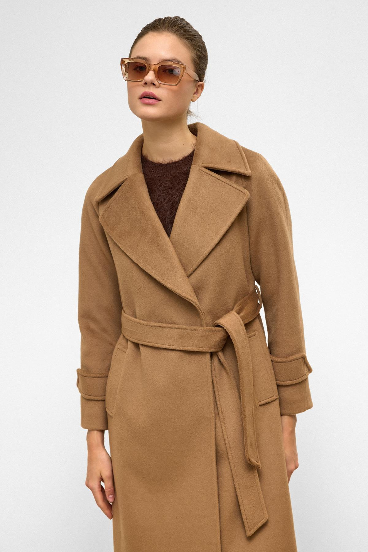 Raglan Sleeve Snap Closure Mid-Length Coat K. KAMEL 3145