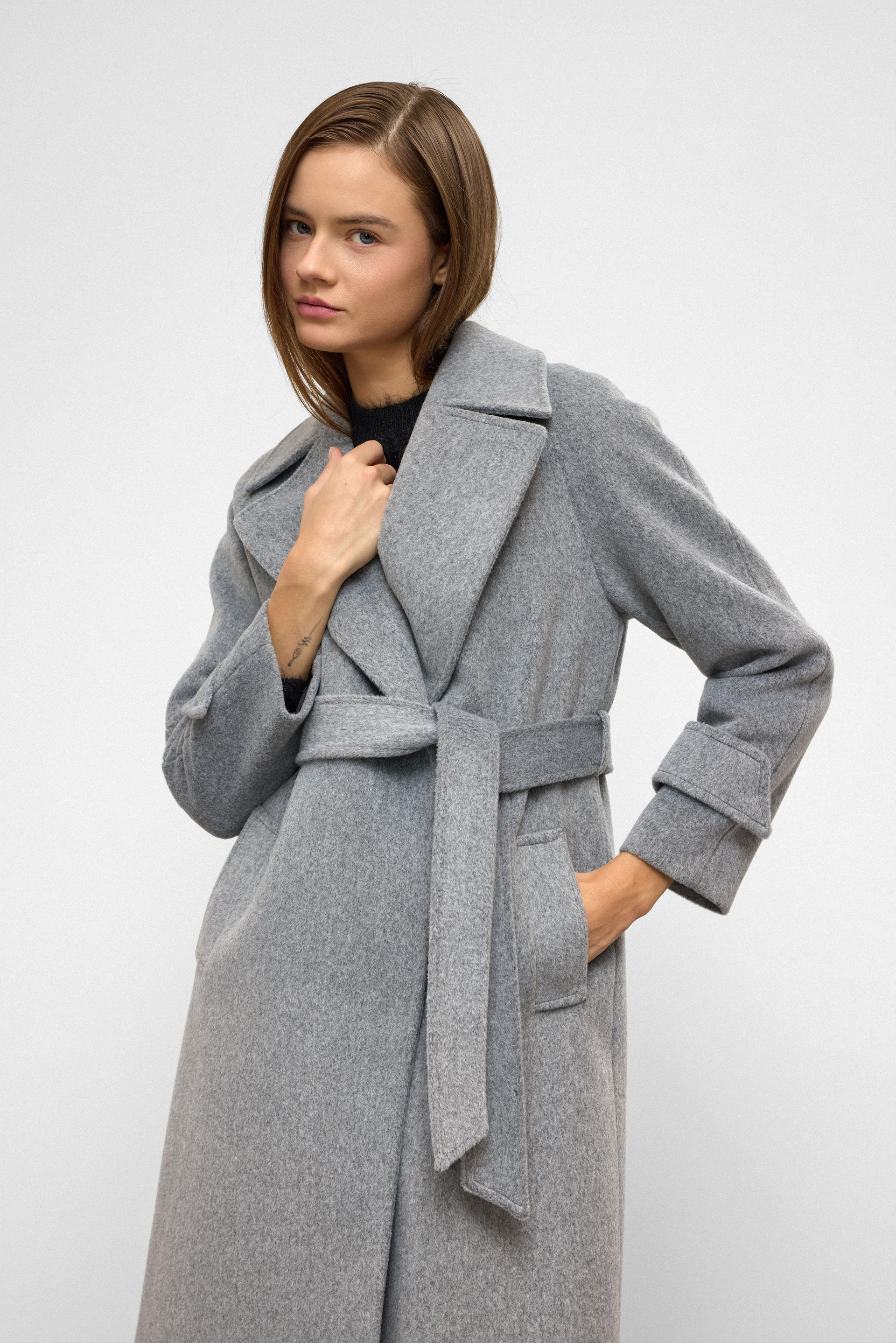 Raglan Sleeve Snap Closure Mid-Length Coat A.GRI 3145