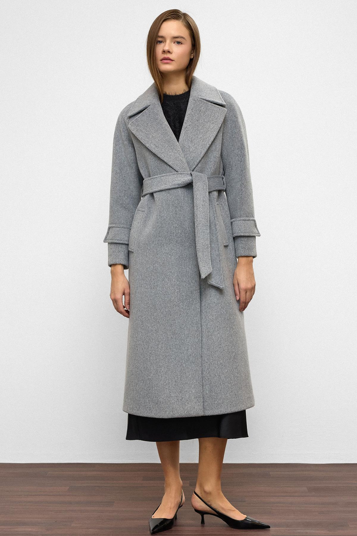 Raglan Sleeve Snap Closure Mid-Length Coat A.GRI 3145