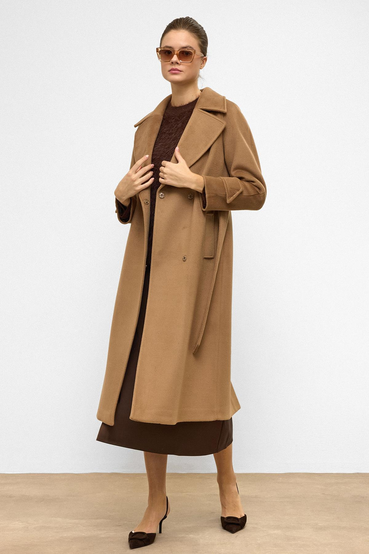 Raglan Sleeve Snap Closure Mid-Length Coat K. KAMEL 3145