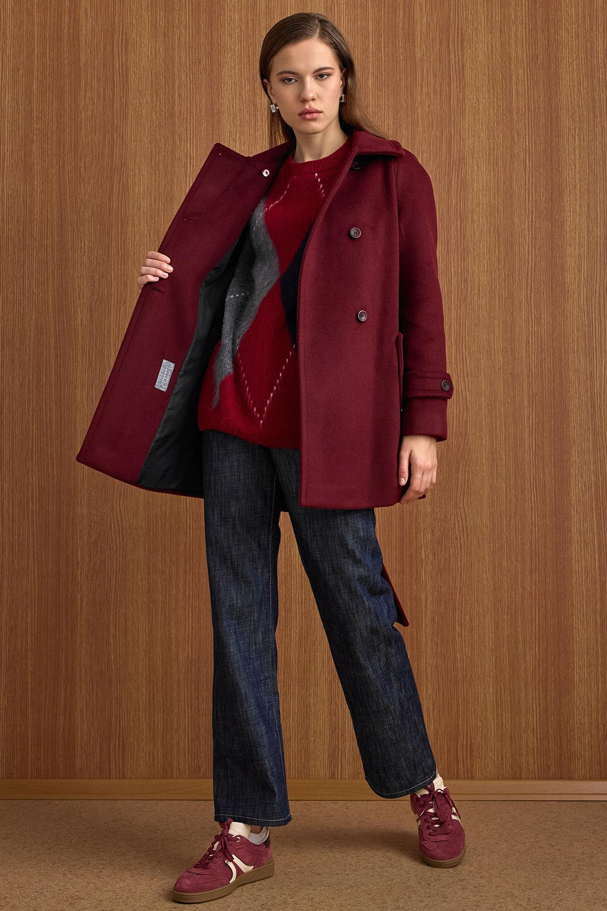 Reglan Kol Kruvaze Kısa Kaban MÜRDÜM 3150