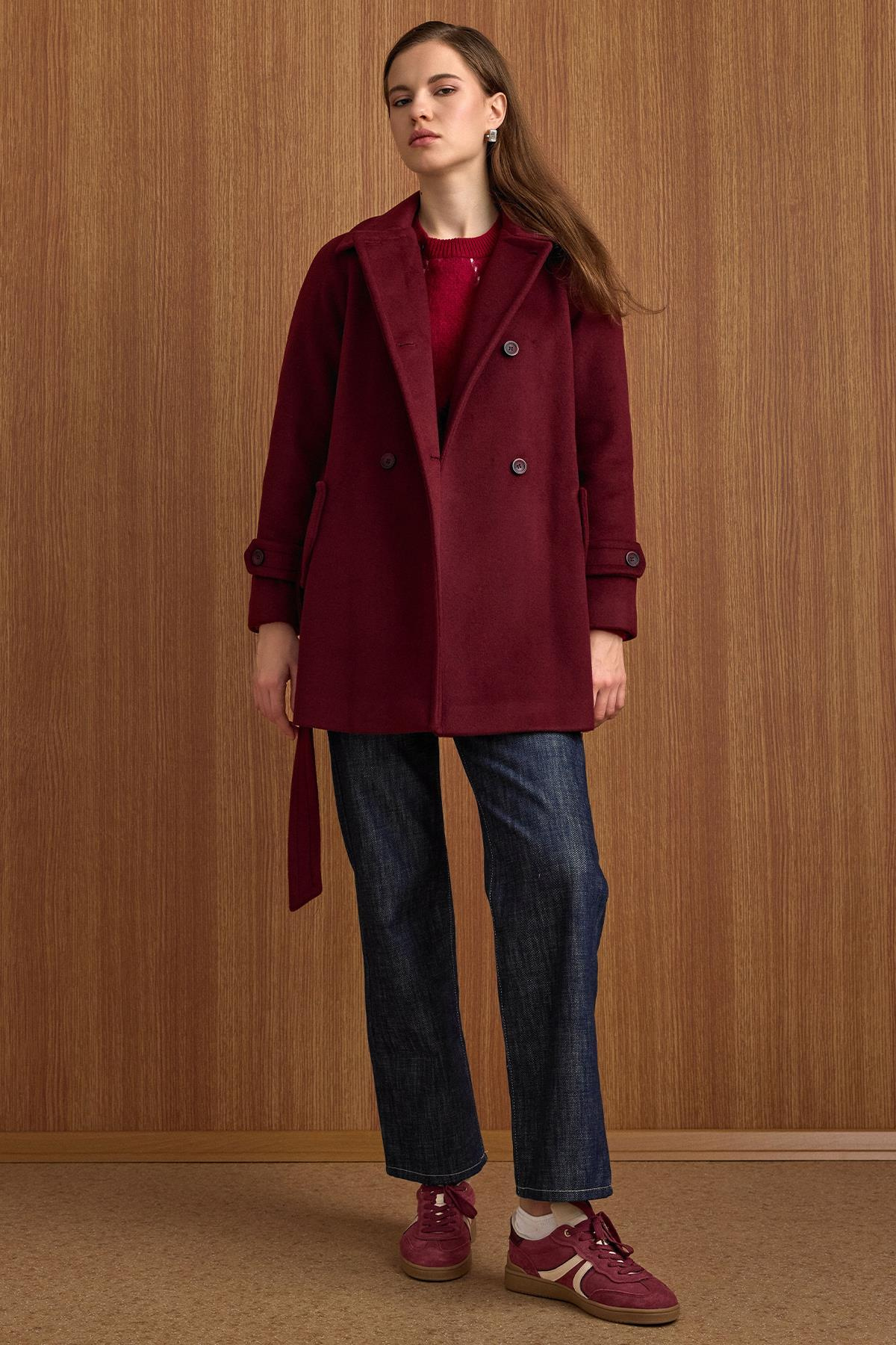 Reglan Kol Kruvaze Kısa Kaban MÜRDÜM 3150