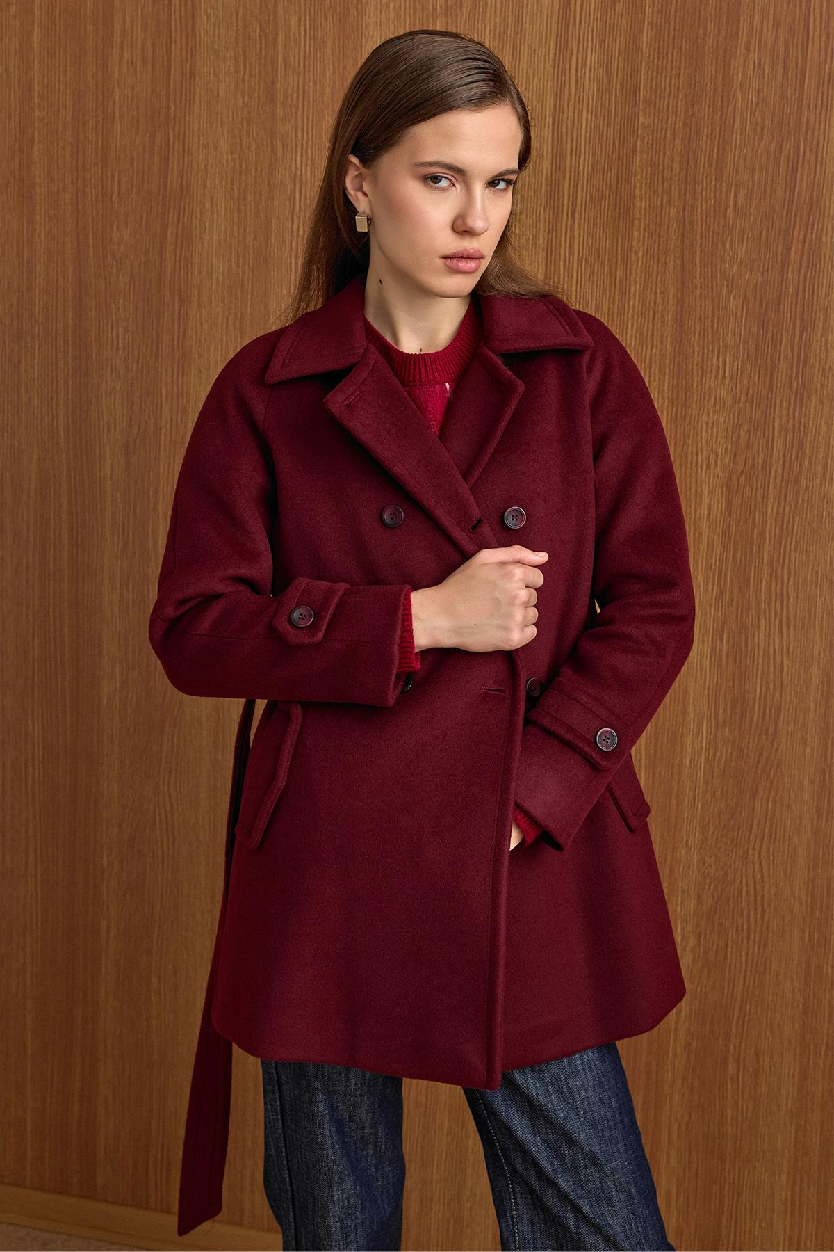 Reglan Kol Kruvaze Kısa Kaban MÜRDÜM 3150