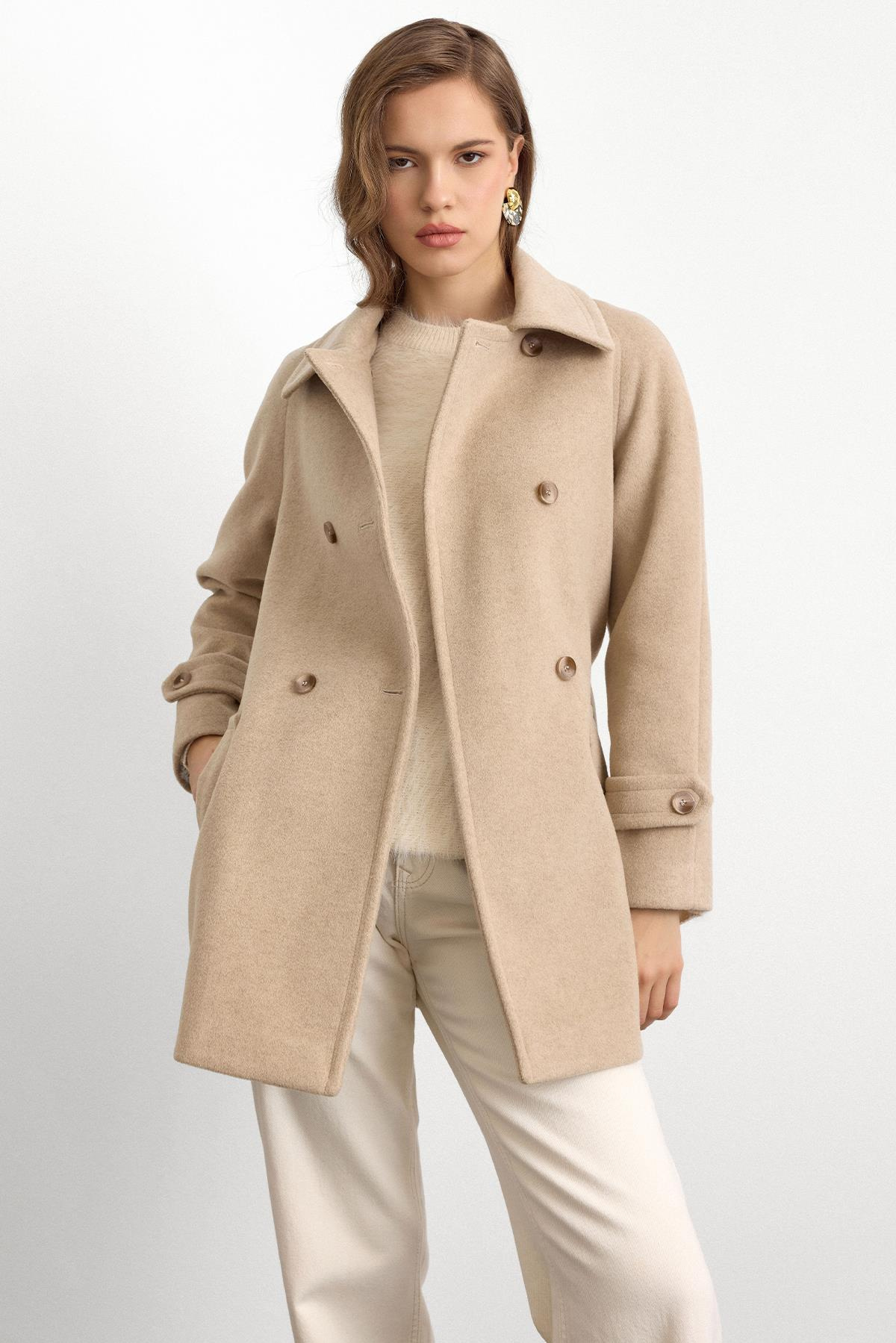 Reglan Kol Kruvaze Kısa Kaban TAŞ 3150