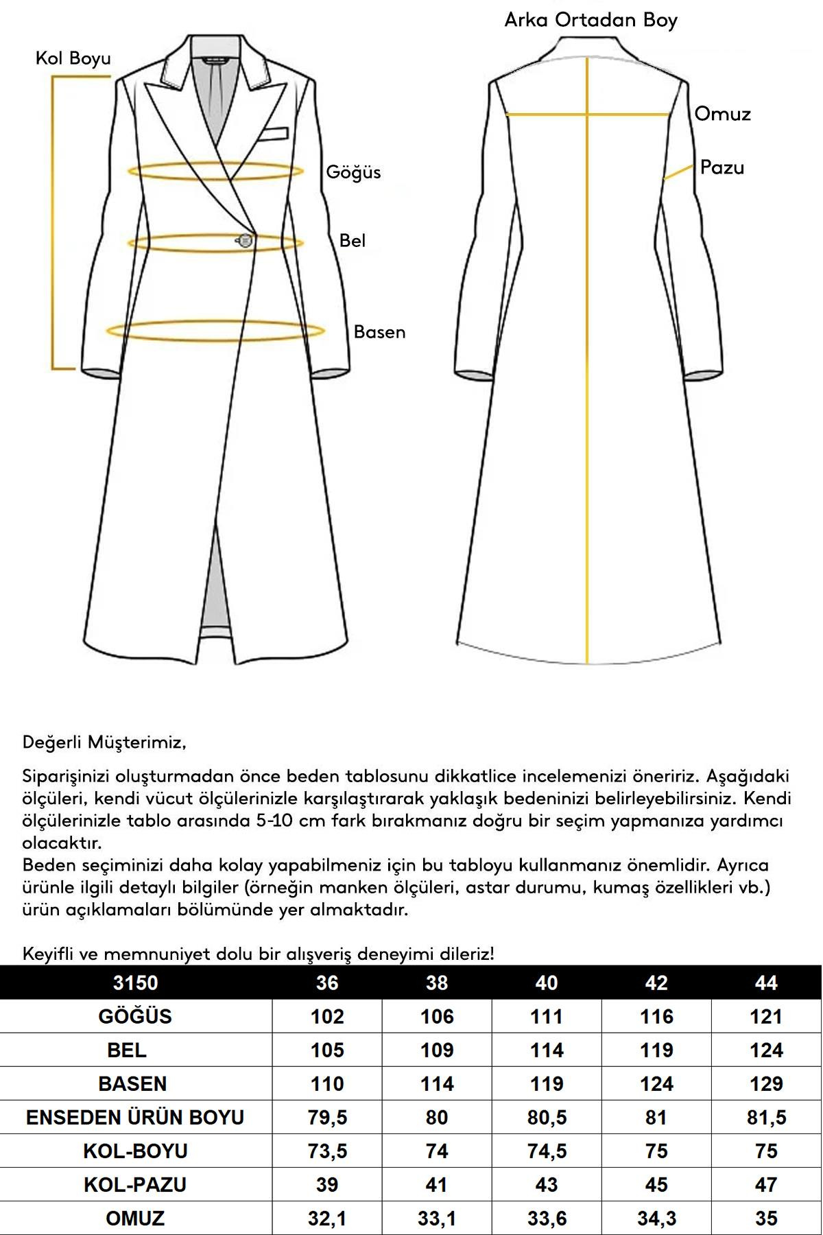Reglan Kol Kruvaze Kısa Kaban VİZON 3150