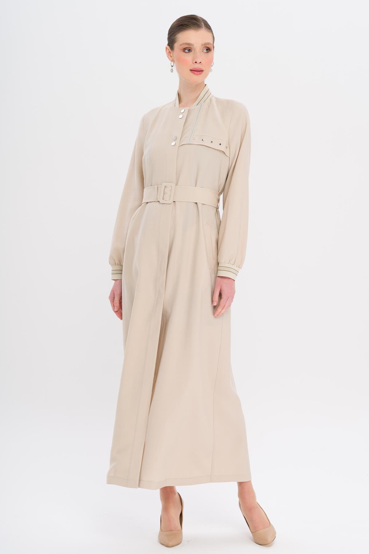 معطف علوي من المودال غير المبطن مع تفاصيل ضلعية حجر 6744