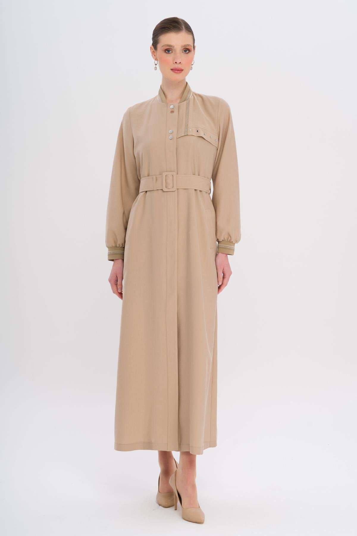 معطف علوي من المودال غير المبطن مع تفاصيل ضلعية يفعل 6744