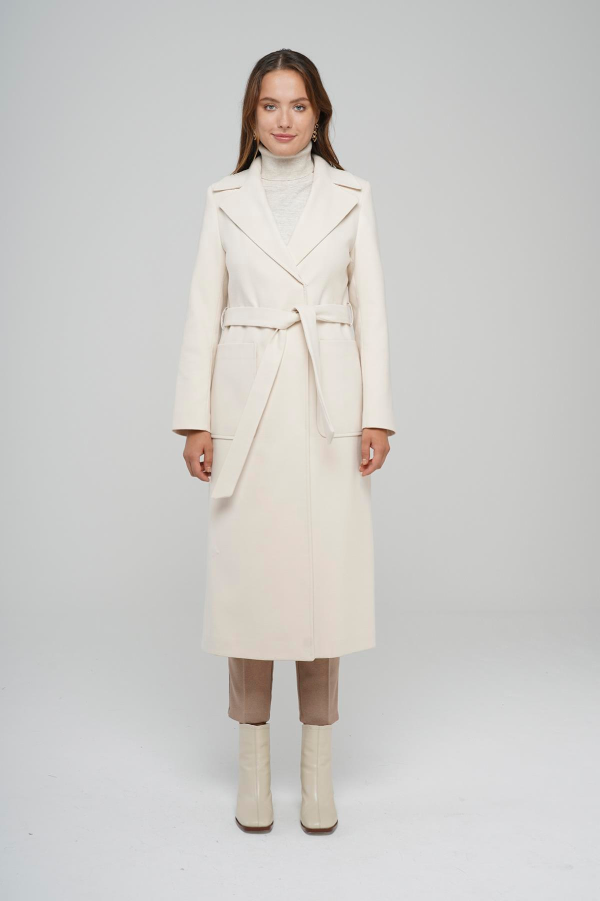 Torba Cepli Çıt Çıt Kapamalı Ara Boy Kaban EKRU 3842