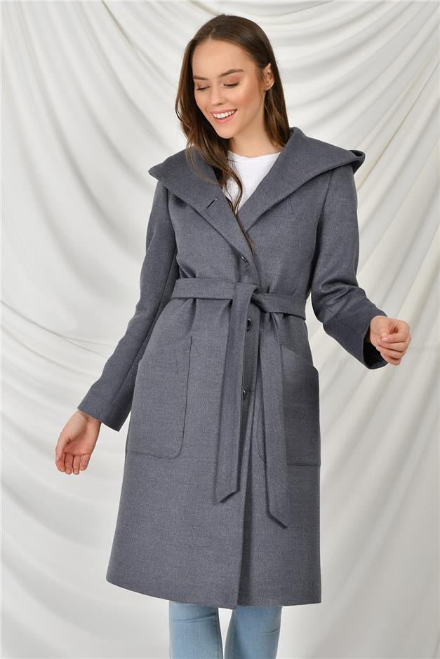 TORBA CEPLİ KAPŞONLU KABAN DUMAN MAVİSİ 3584