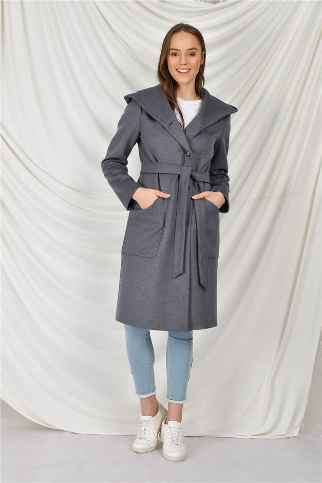 TORBA CEPLİ KAPŞONLU KABAN DUMAN MAVİSİ 3584