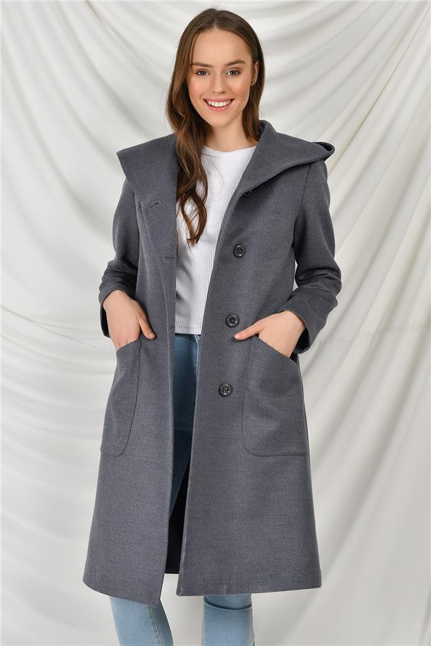 TORBA CEPLİ KAPŞONLU KABAN DUMAN MAVİSİ 3584