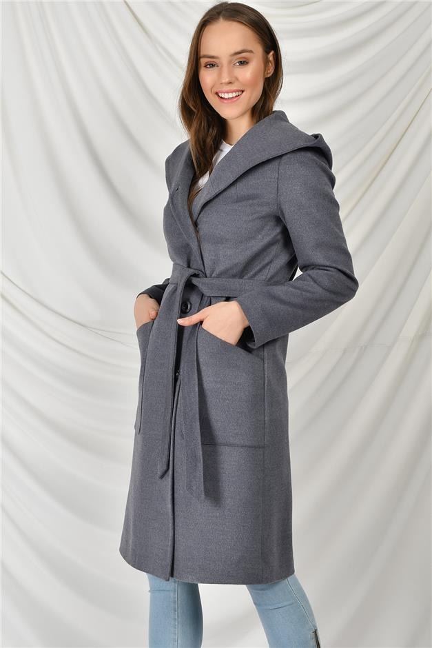 TORBA CEPLİ KAPŞONLU KABAN DUMAN MAVİSİ 3584