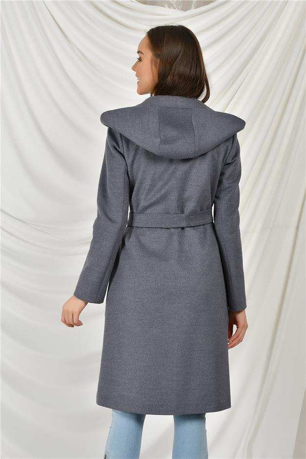 TORBA CEPLİ KAPŞONLU KABAN DUMAN MAVİSİ 3584