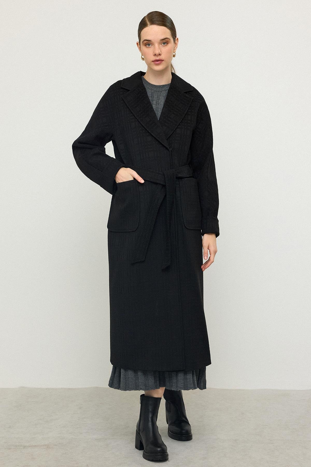 Torba Cepli Kendinden Desenli Oversize Limited Edition Kaban SİYAH 3140