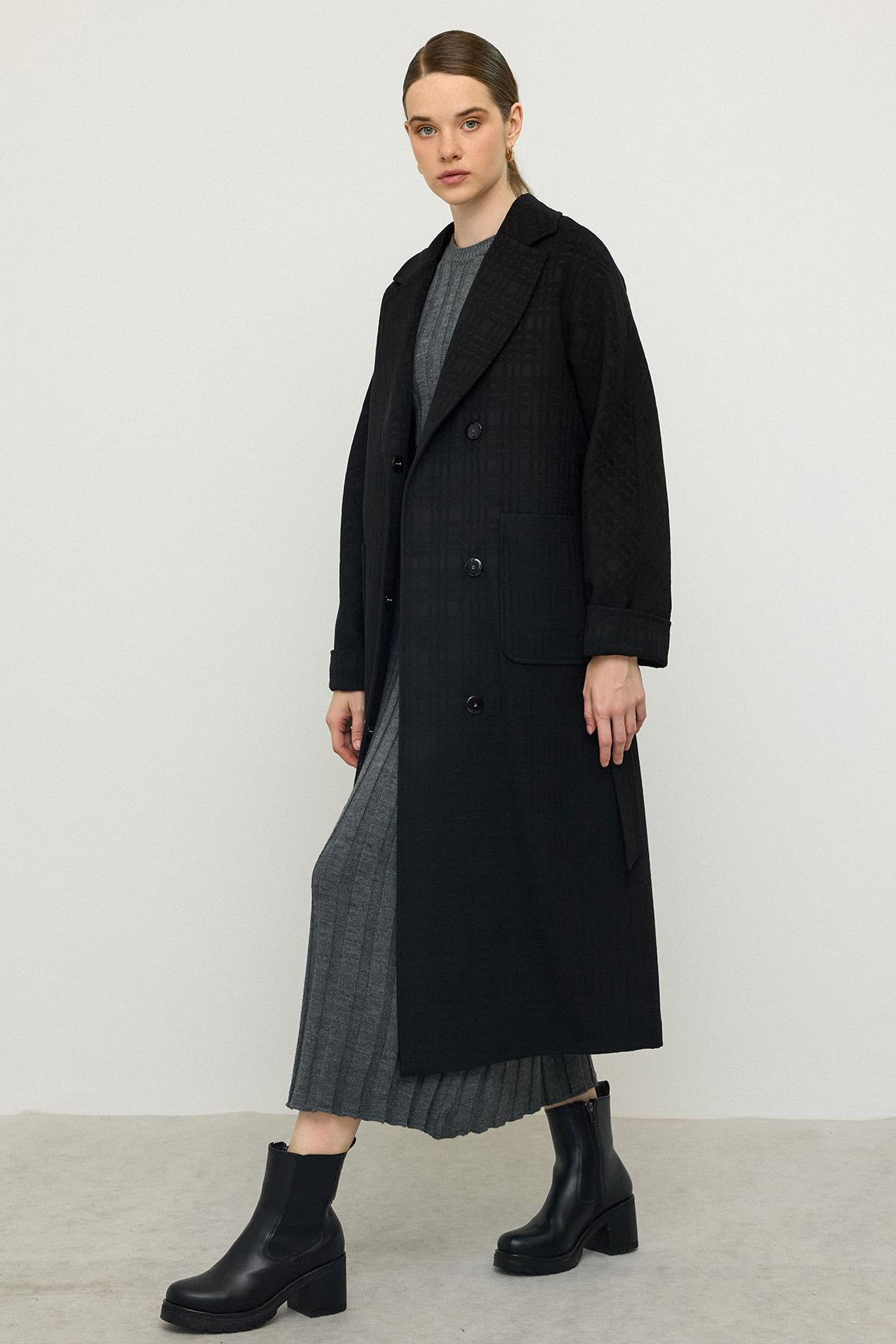 Torba Cepli Kendinden Desenli Oversize Limited Edition Kaban SİYAH 3140