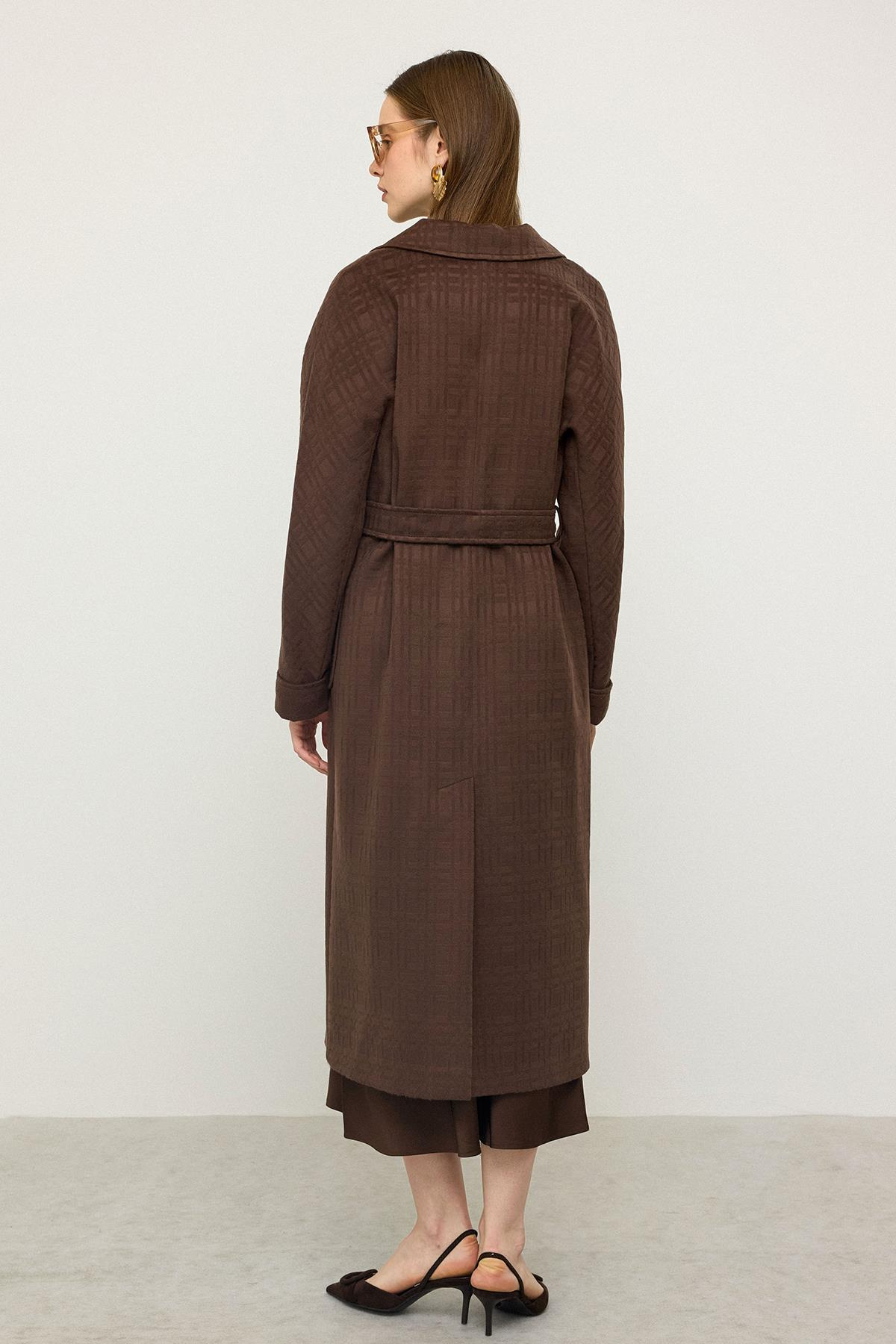 Torba Cepli Kendinden Desenli Oversize Limited Edition Kaban KAHVE 3140