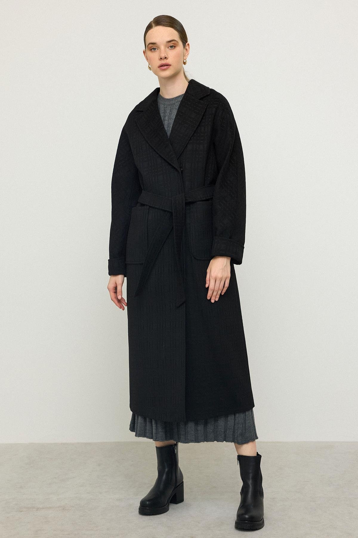 Torba Cepli Kendinden Desenli Oversize Limited Edition Kaban SİYAH 3140