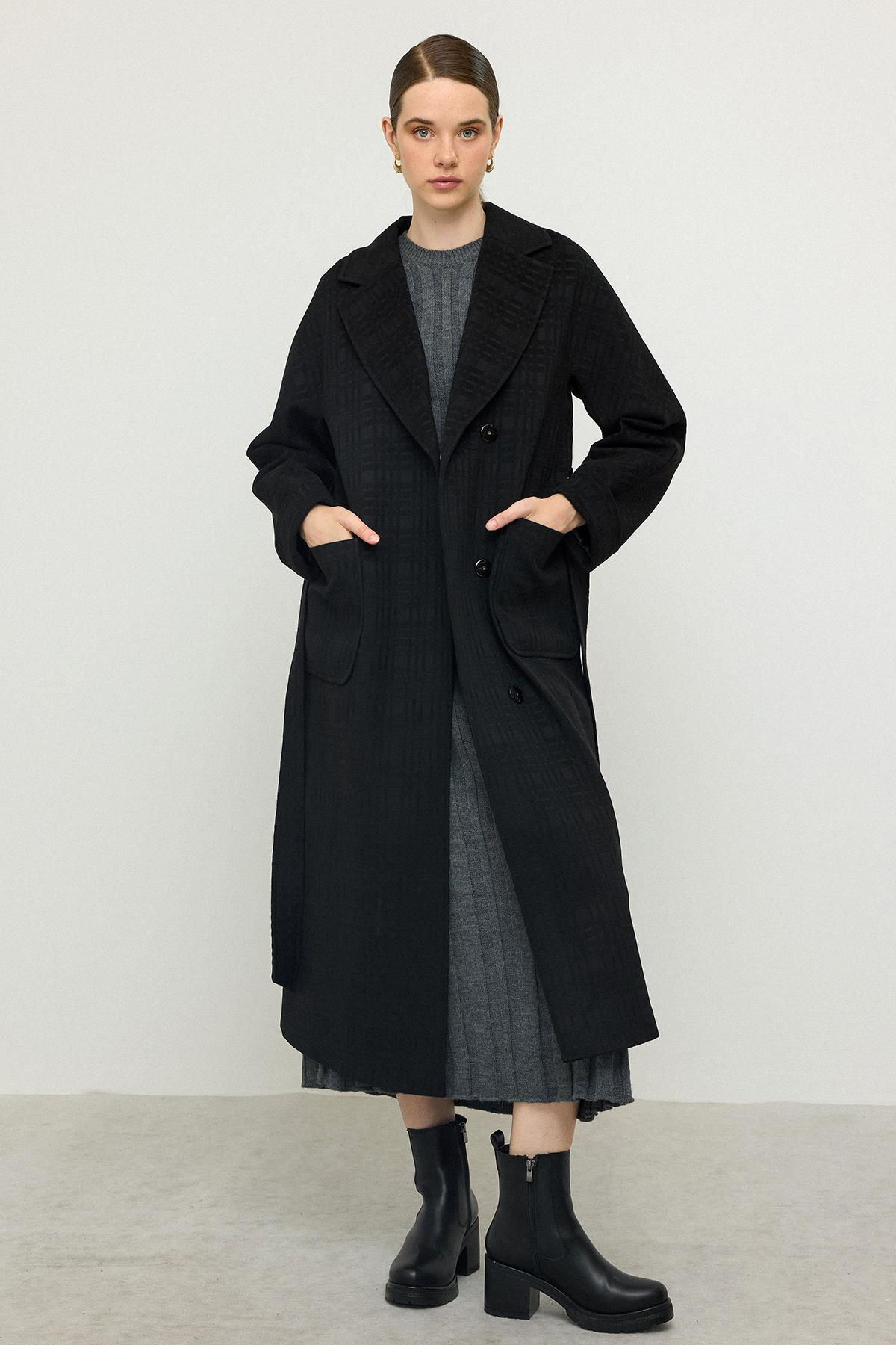 Torba Cepli Kendinden Desenli Oversize Limited Edition Kaban SİYAH 3140