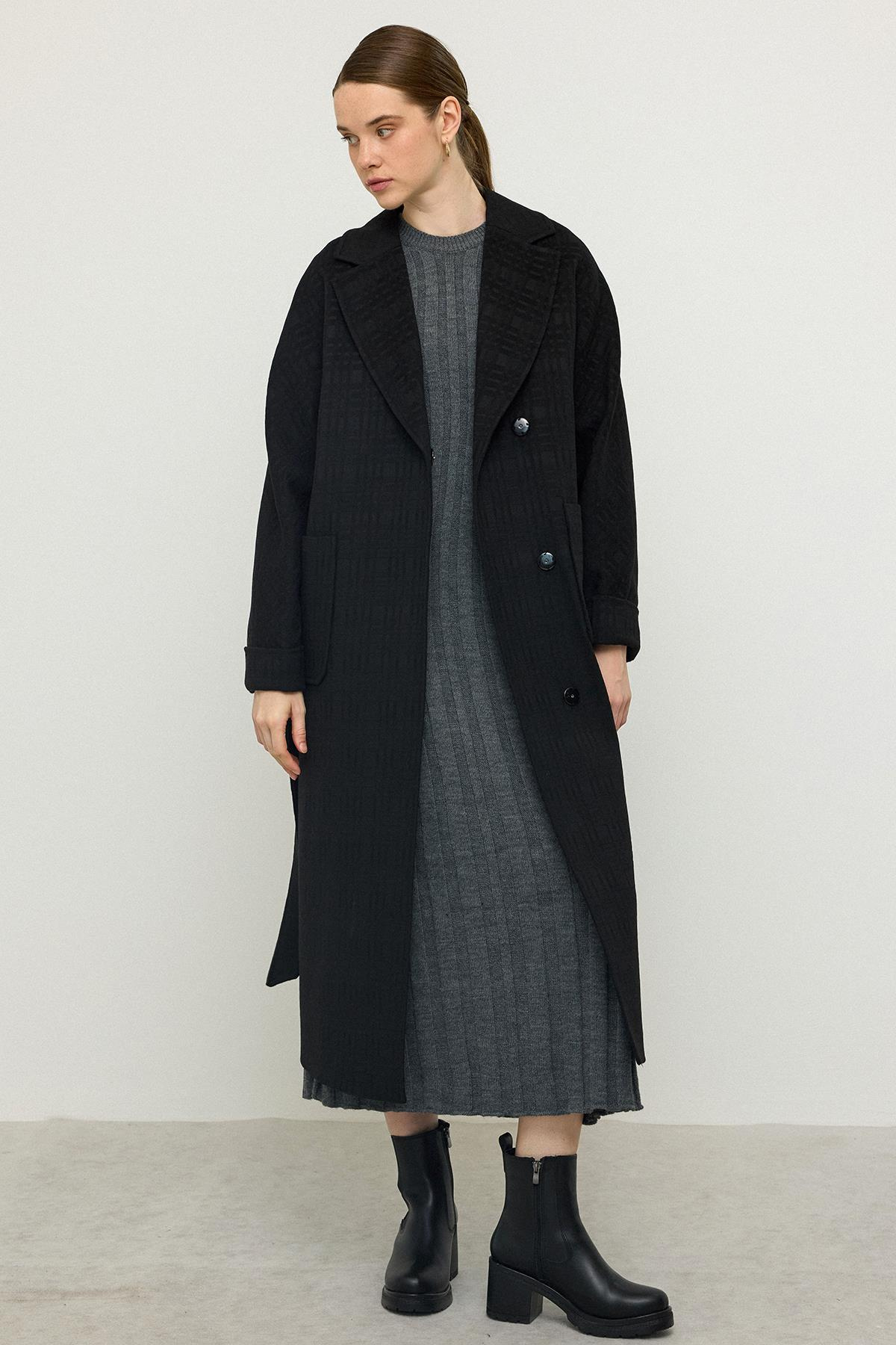 Torba Cepli Kendinden Desenli Oversize Limited Edition Kaban SİYAH 3140