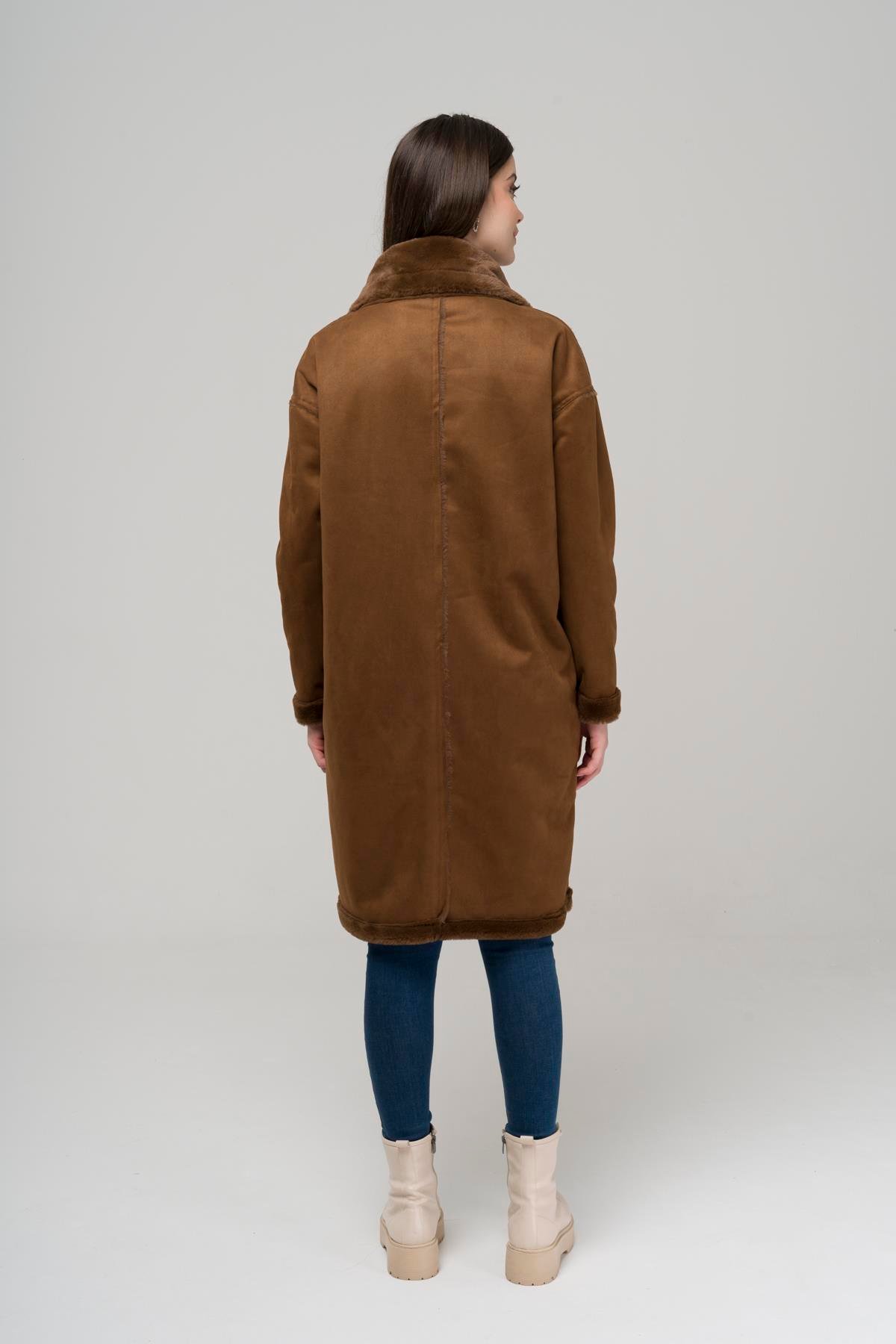 Torba Cepli Kruvaze Süet / Kürk Mont TABA 6496