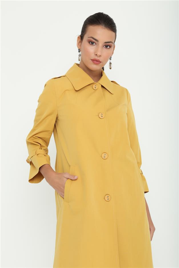 Truvakar Kollu Astarsız Trençkot HARDAL 6142