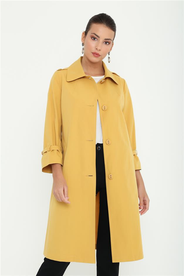 Truvakar Kollu Astarsız Trençkot HARDAL 6142