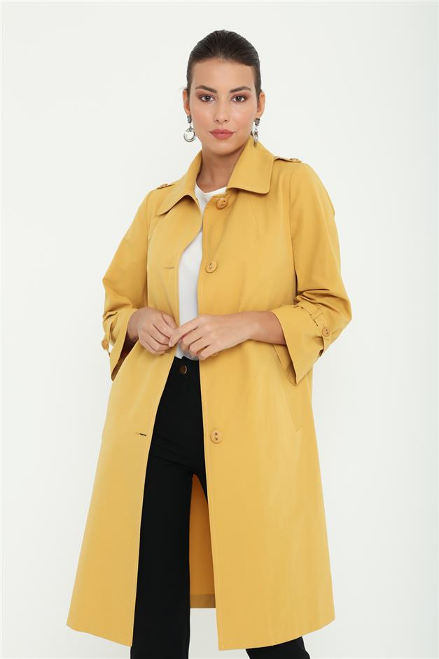 Truvakar Kollu Astarsız Trençkot HARDAL 6142