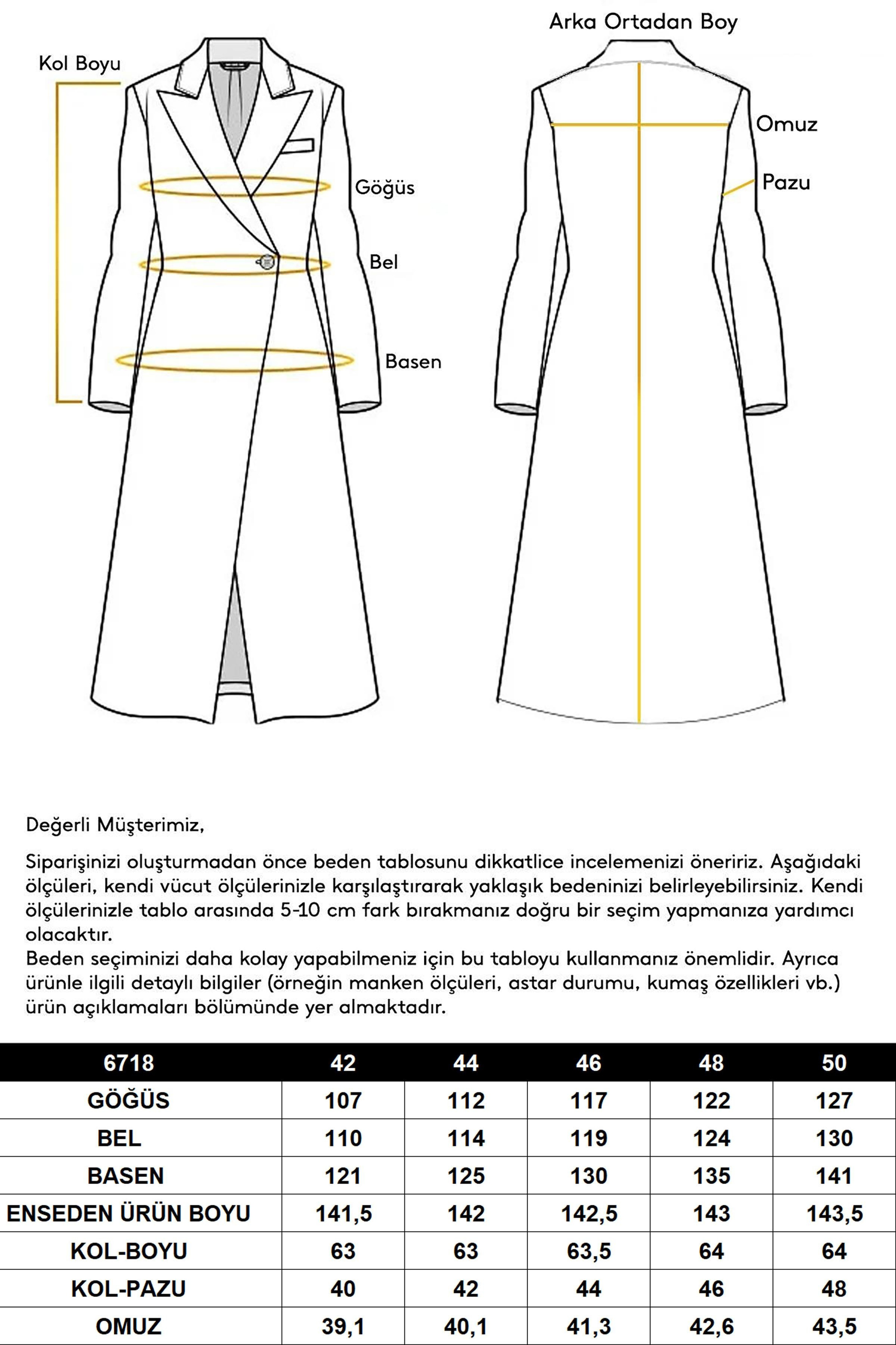 Üst Yakası Saten Garnili Taş Aksesuarlı Astarlı Büyük Beden Pardesü LACİVERT 6718