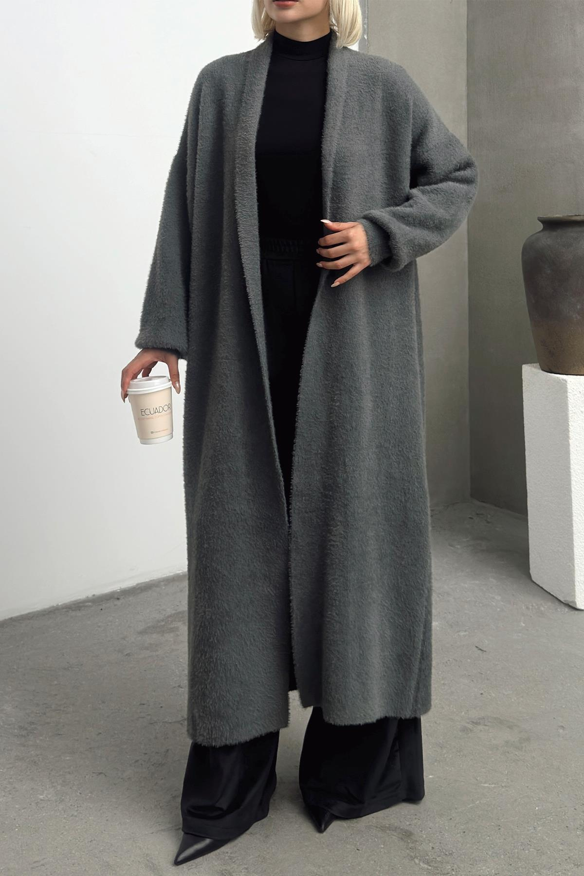 Uzun Salaş Triko Hırka ANTRASİT 8245