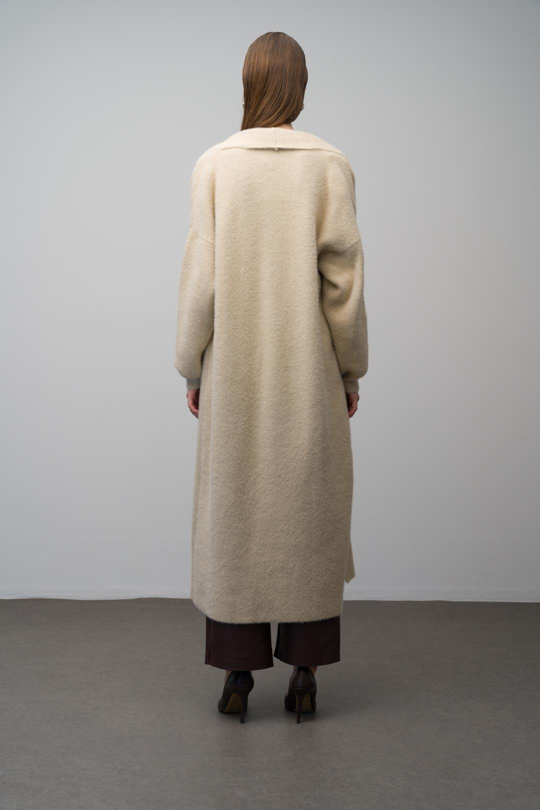 Uzun Salaş Triko Hırka BEJ 8245