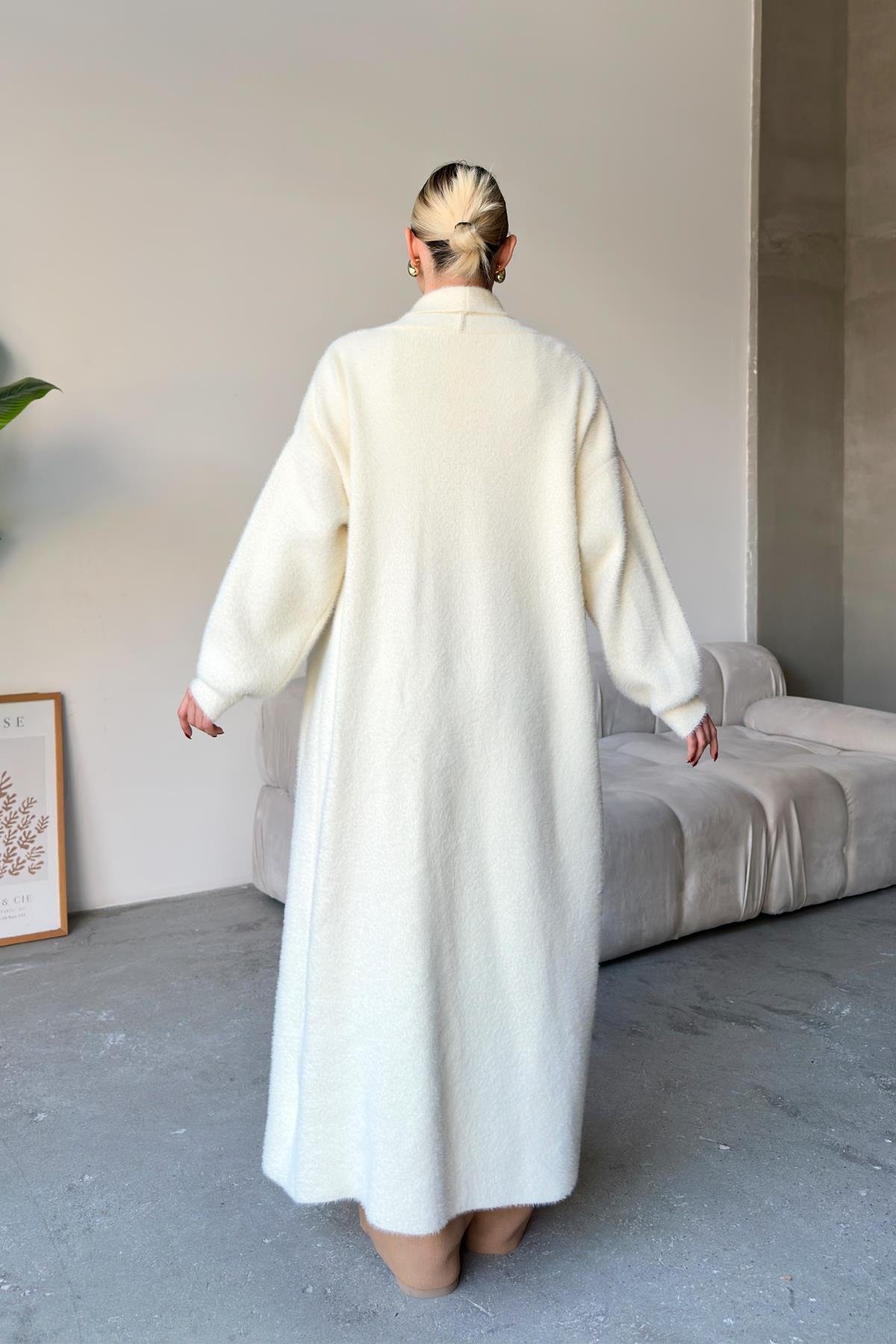 Uzun Salaş Triko Hırka EKRU 8245