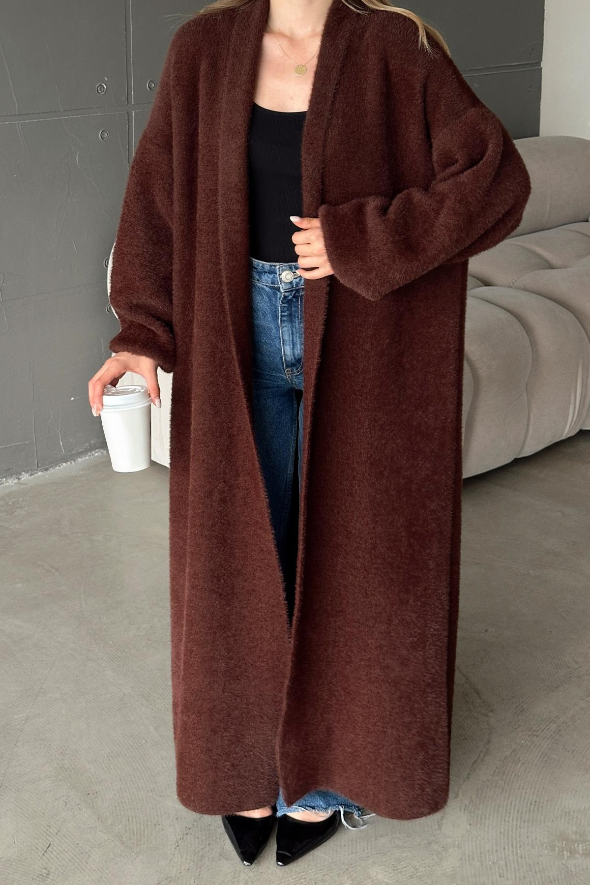 Uzun Salaş Triko Hırka KAHVE 8245