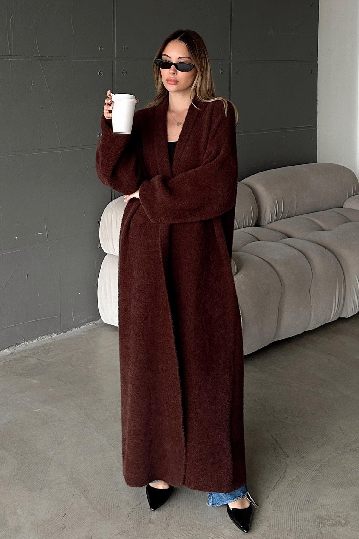 Uzun Salaş Triko Hırka KAHVE 8245