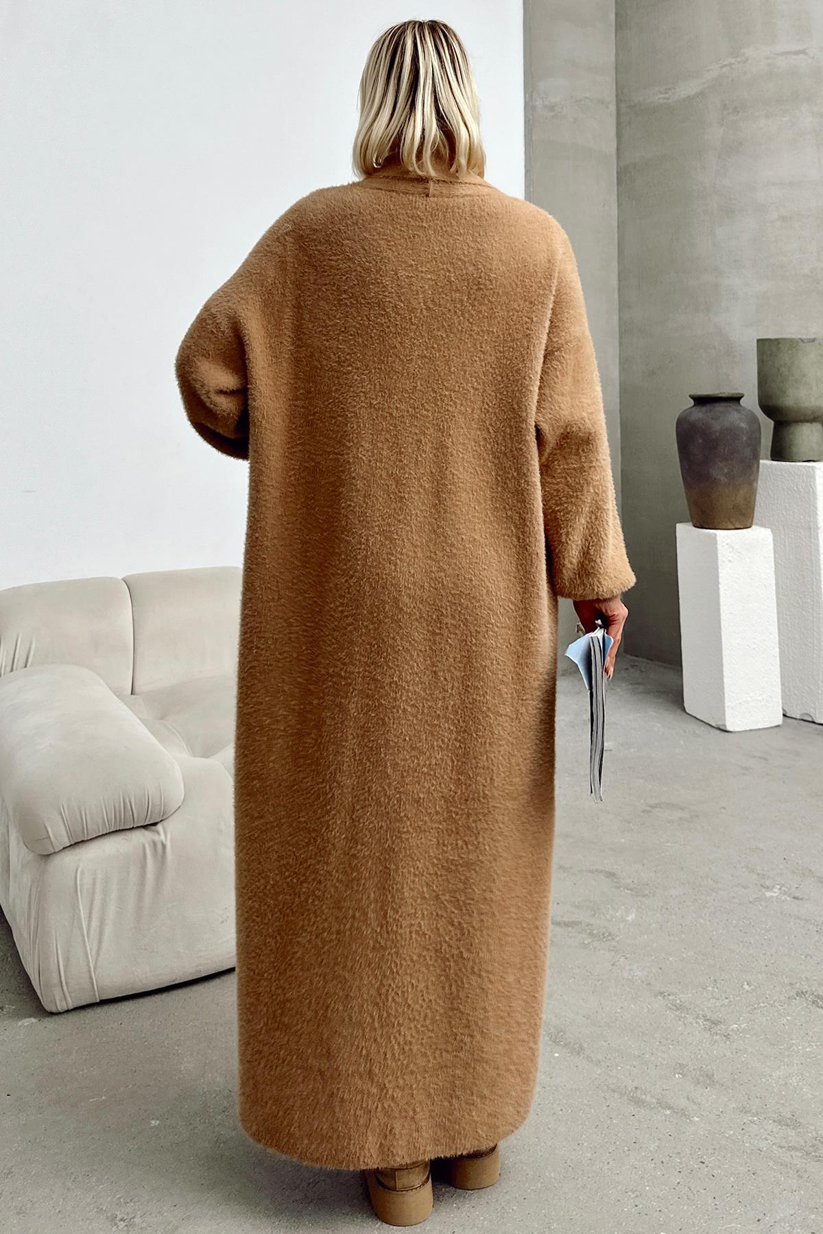 Uzun Salaş Triko Hırka KAMEL 8245