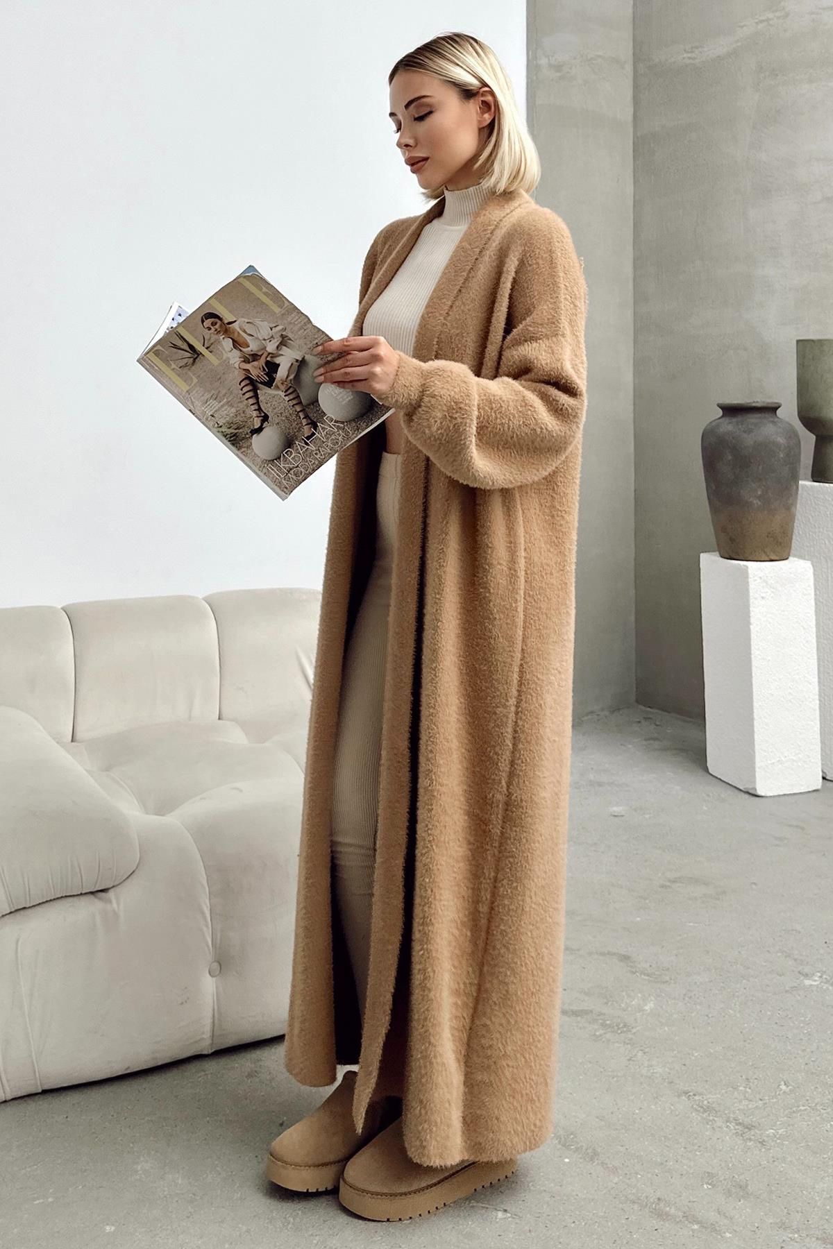 Uzun Salaş Triko Hırka KAMEL 8245