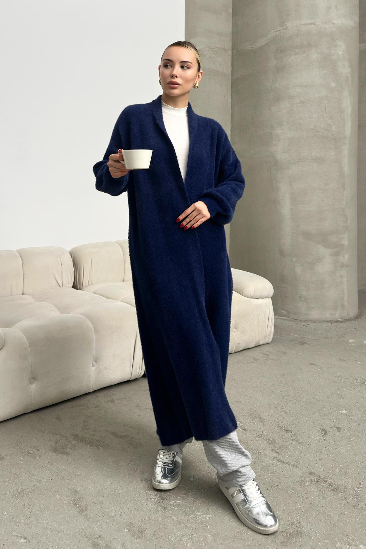 Uzun Salaş Triko Hırka LACİVERT 8245