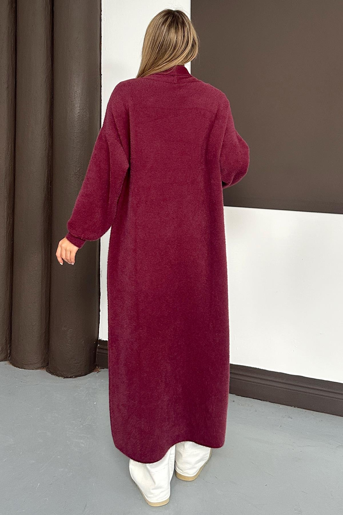 Uzun Salaş Triko Hırka MÜRDÜM 8245