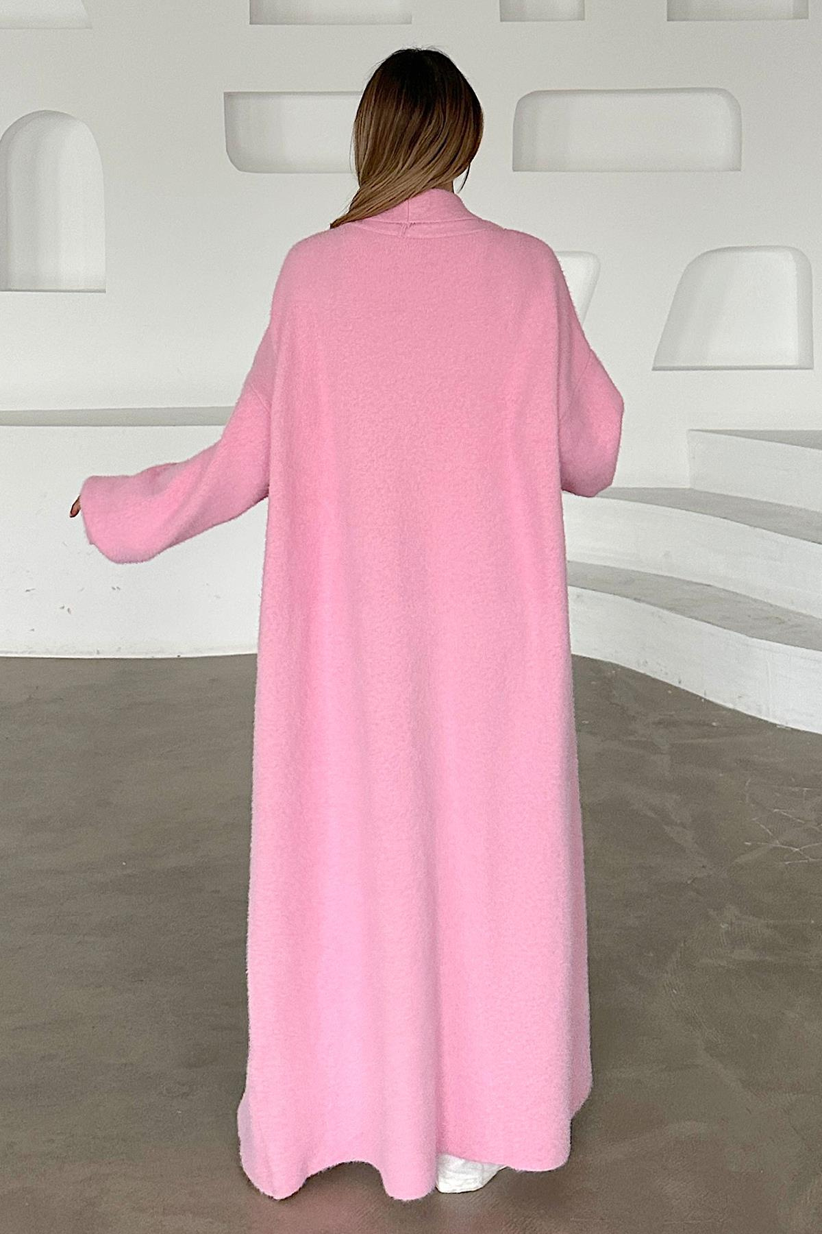 Uzun Salaş Triko Hırka PEMBE 8245