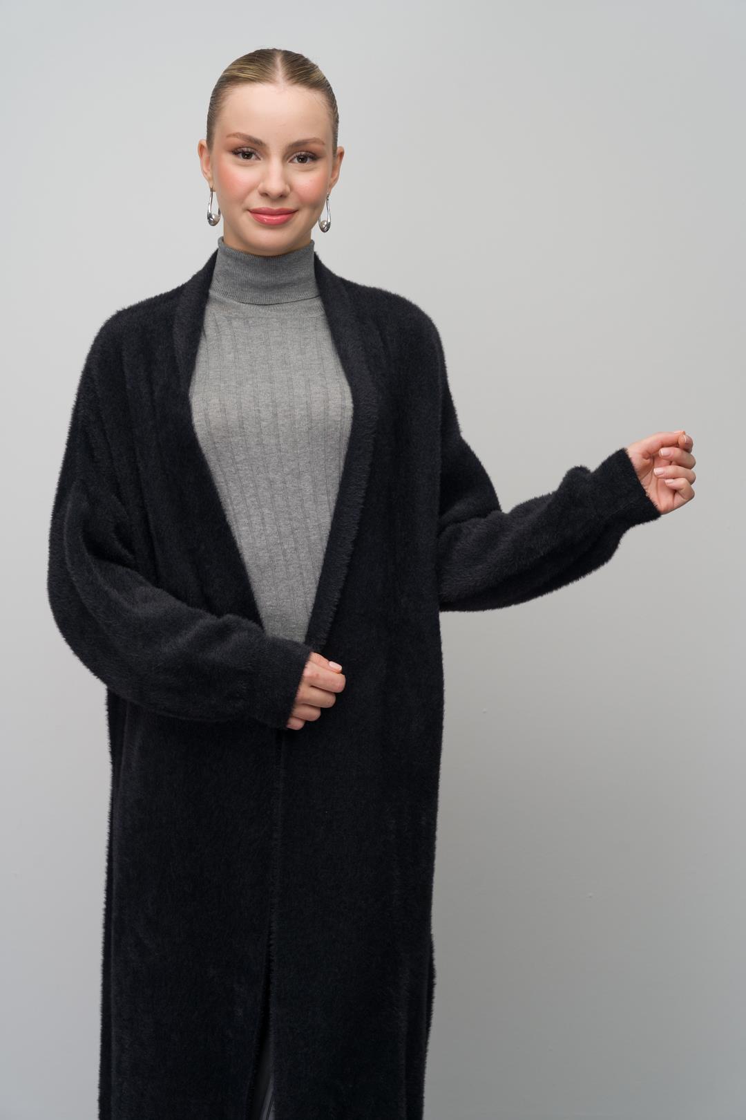 Uzun Salaş Triko Hırka SİYAH 8245