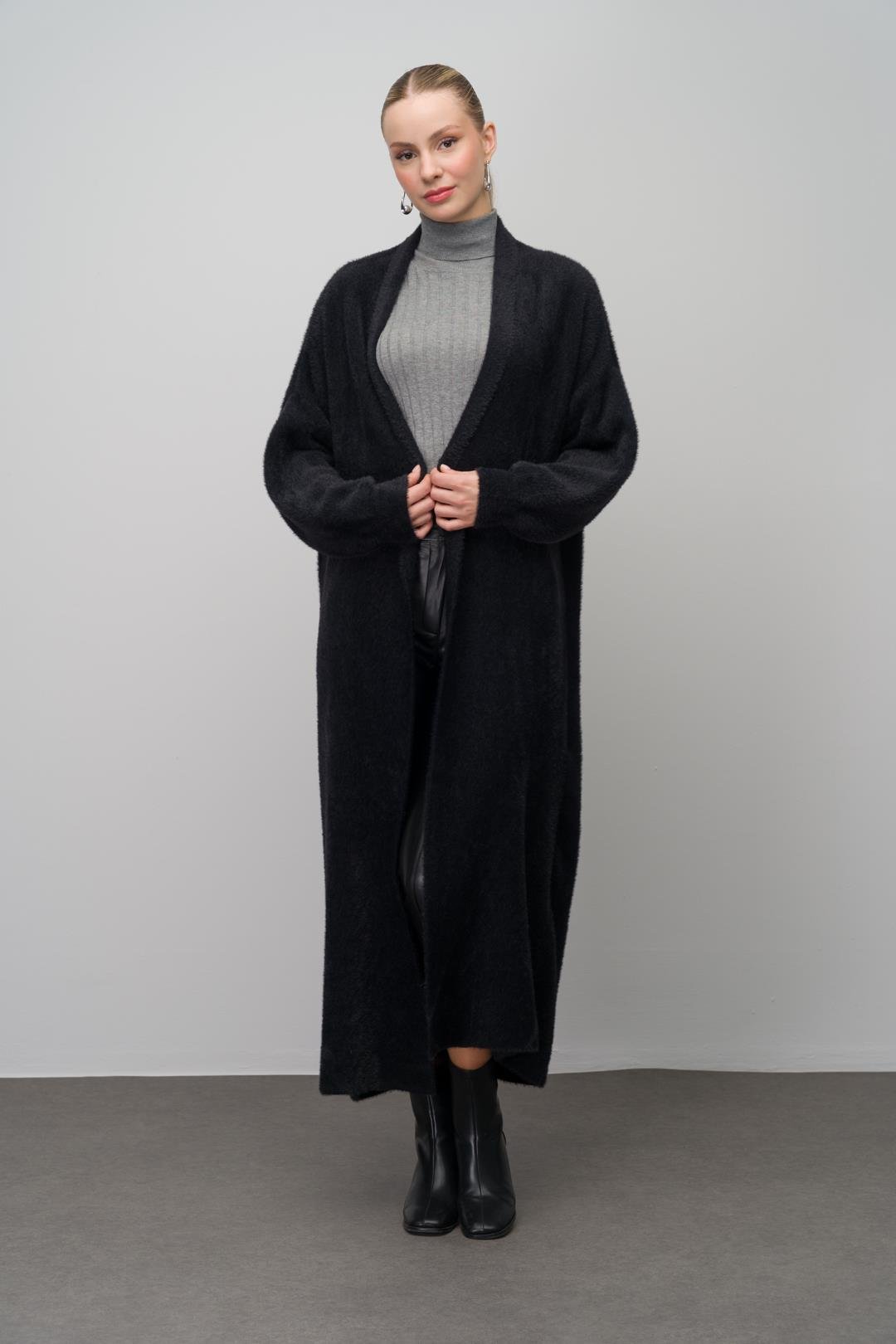 Uzun Salaş Triko Hırka SİYAH 8245