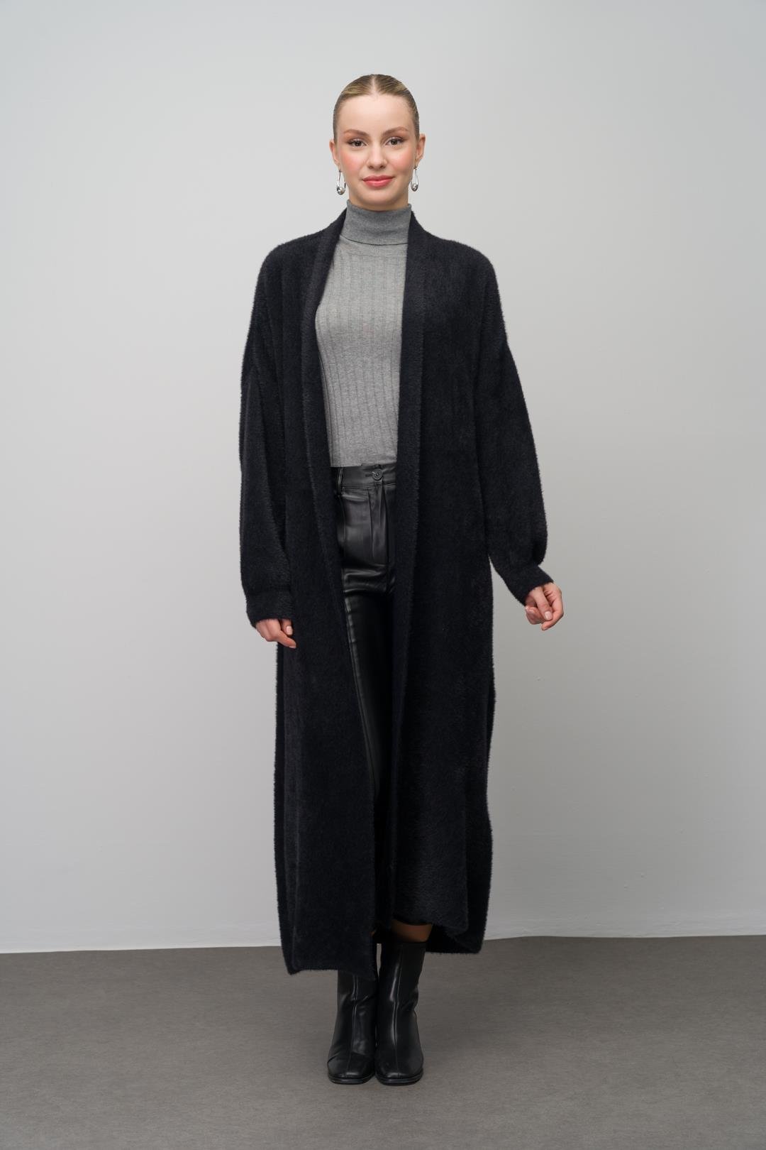 Uzun Salaş Triko Hırka SİYAH 8245