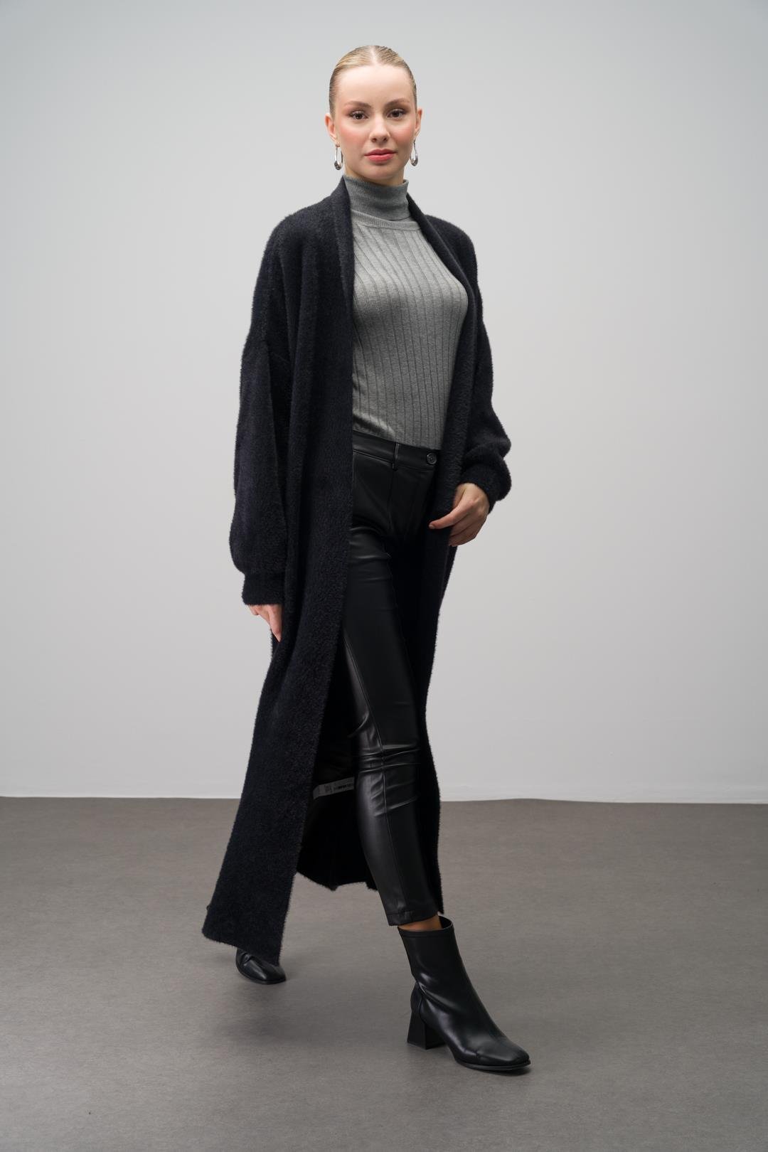 Uzun Salaş Triko Hırka SİYAH 8245