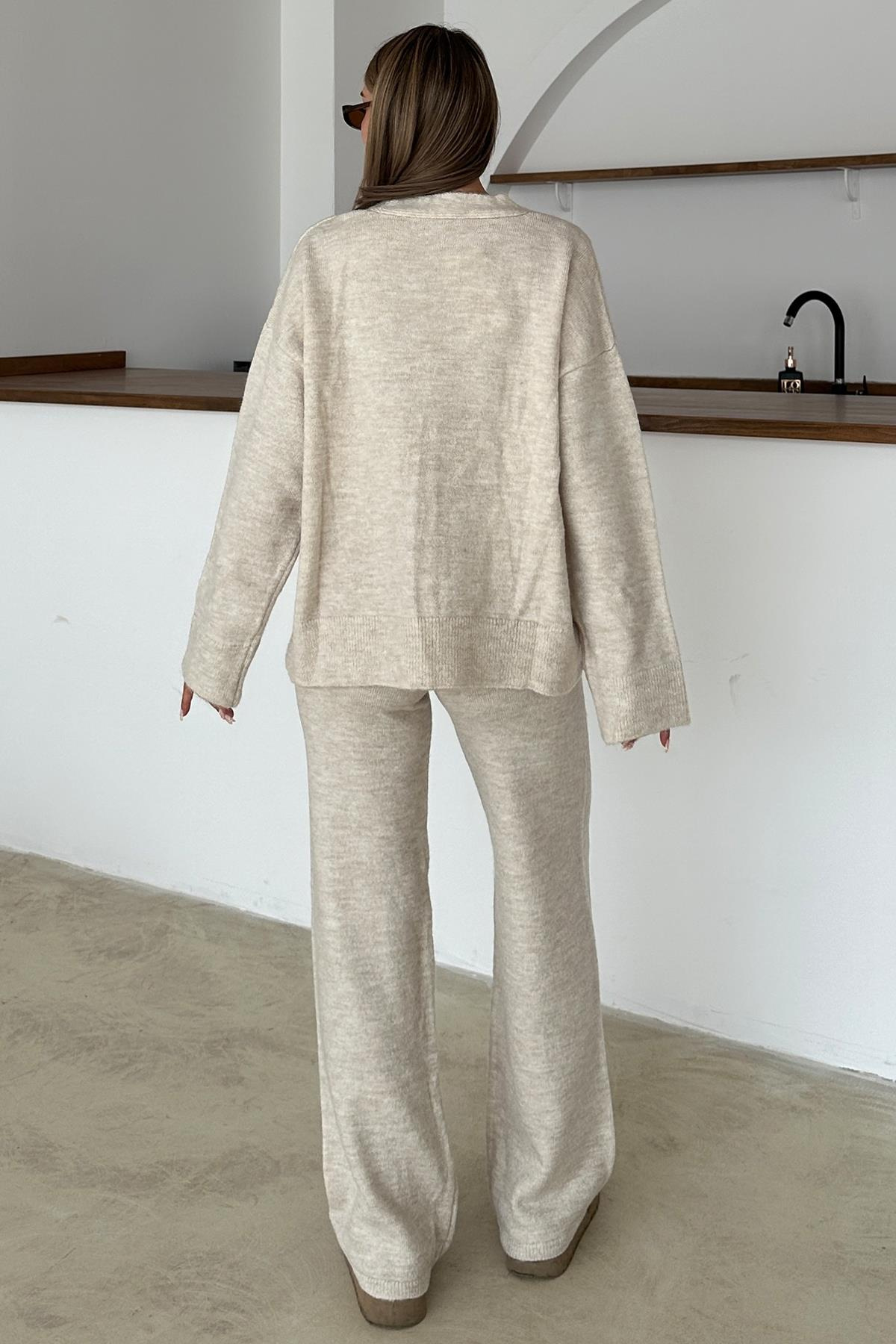 V Yaka Hırka Pantolon Triko Takım TAŞ 9368-TK