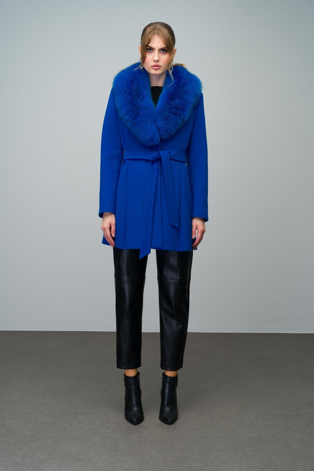 Yakası Çıkabilen Kürklü Kloş Kaşmir Kaban SAKS 3008-TK