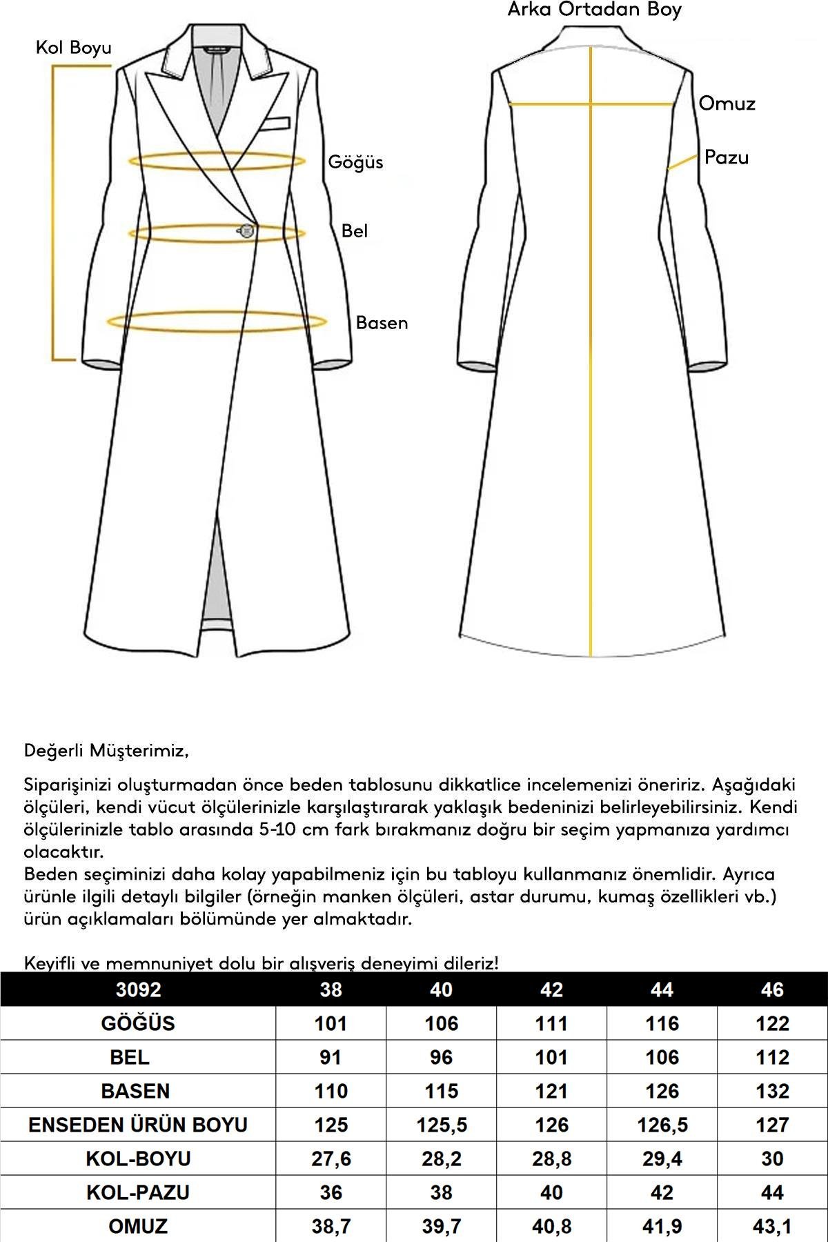 Yakası Çıkabilen Kürklü Punto Dikiş Detaylı Premium Uzun Kaban SİYAH 3092
