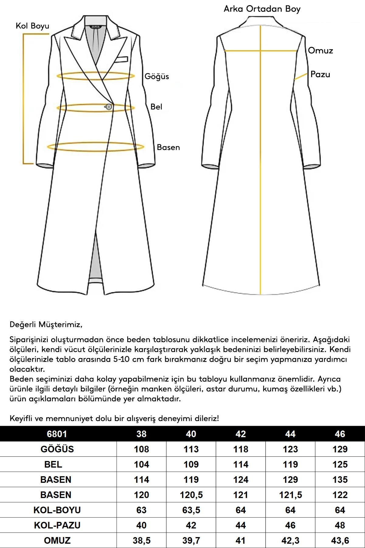 Yakası Kürk Detaylı Fermur Desenli Kapitone Uzun Mont S.KAHVE 6801