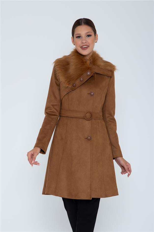 YAKASI KÜRKLÜ SÜET GÖRÜNÜMLÜ KAP TABA 5969